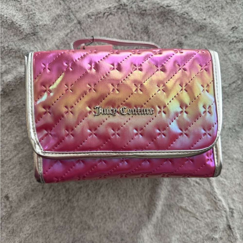 NWT-Juicy Couture - Iridescent Pink Quilted Toiletries/Makeup Bag